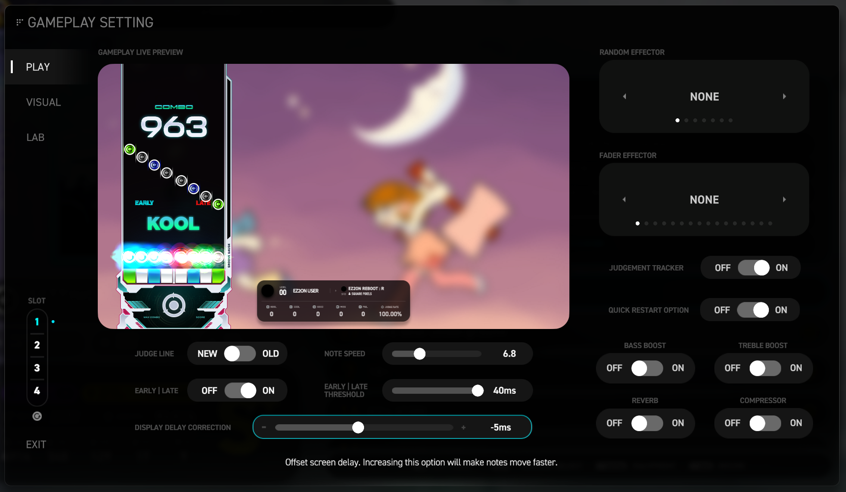 参数设置面板 - PLAY 部分