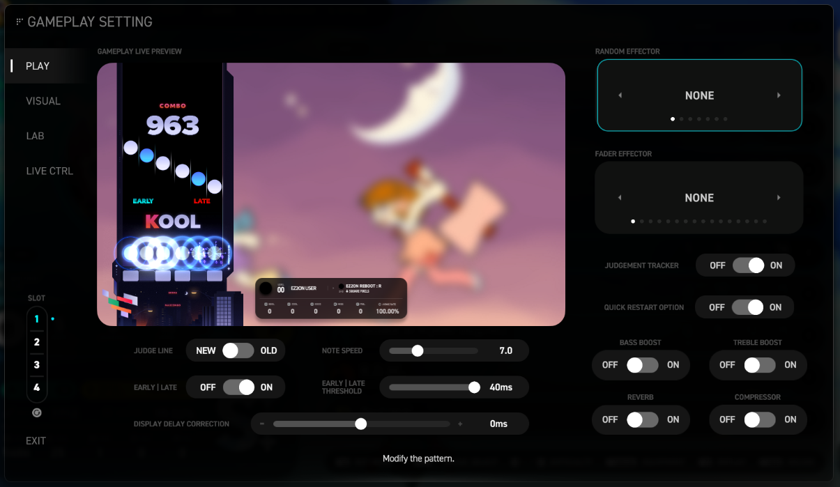 参数设置面板 - PLAY 部分