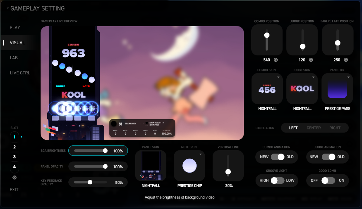 参数设置面板 - VISUAL 部分